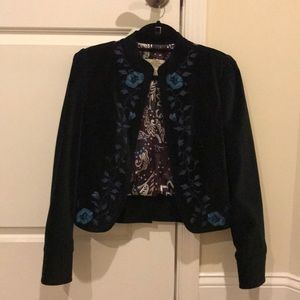 Black velvet embroidered lucky brand blazer